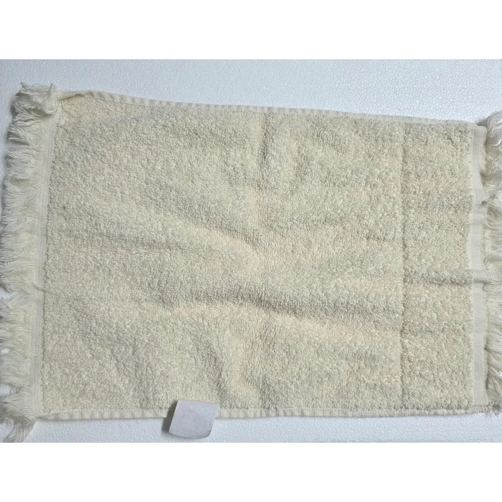 Vtg Cannon Embroidered Floral Hand Towel Beige Cotton Lace Rose 18x11 Decor